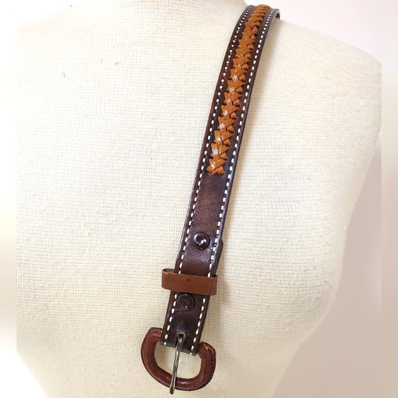Boho Brown Leather Braided Belt - Picture 7 of 10
